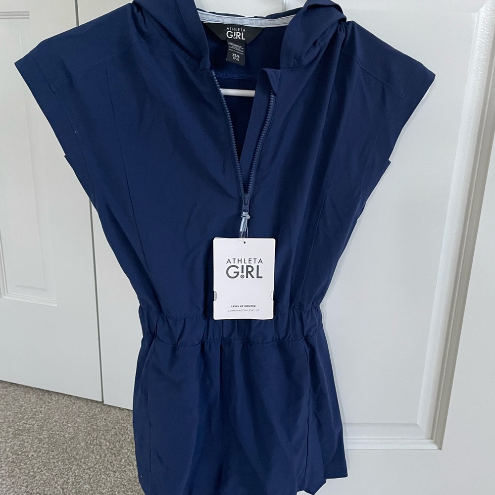 NWT Athleta Navy Hooded Romper